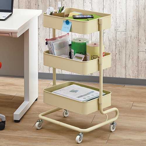 YAMAZEN バスケットトローリー 幅460×奥行380×高さ810mm ダークブラウン LBT-3(DBR) 1台(ご注文単位1台)【直送品】