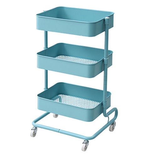 YAMAZEN バスケットトローリー 幅460×奥行380×高さ810mm ターコイズブルー LBT-3(TBL) 1台(ご注文単位1台)【直送品】