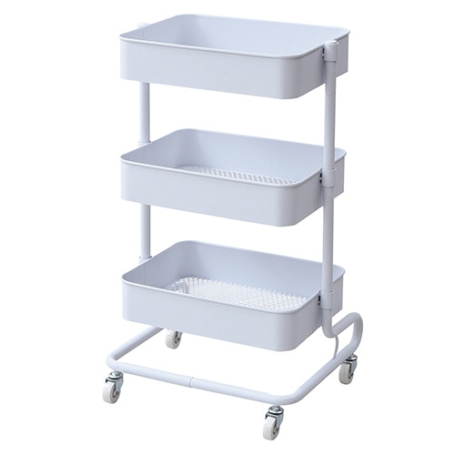 YAMAZEN バスケットトローリー 幅460×奥行380×高さ810mm ホワイト LBT-3(WH) 1台(ご注文単位1台)【直送品】