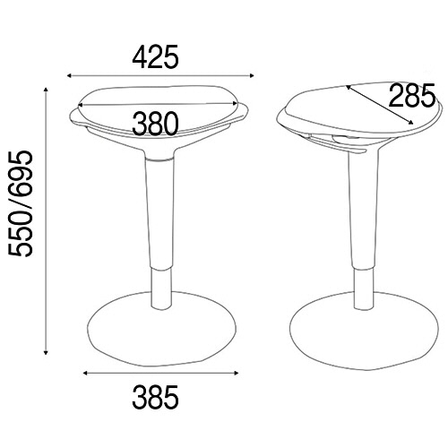 YAMAZEN ポールスタイル昇降チェア ブラック/ブラック HPSC-55(BK/BK) 1脚(ご注文単位1脚)【直送品】