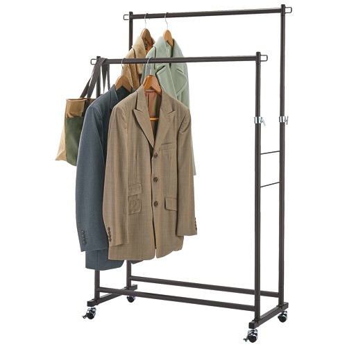 YAMAZEN 頑丈ハンガー ダブル ダークブラウン DDSH-W(DBR) 1台(ご注文単位1台)【直送品】