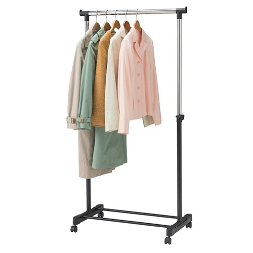 YAMAZEN 高さ伸縮パイプハンガー シングル ブラック MKS-S(BK)(S) 1台(ご注文単位1台)【直送品】