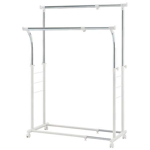 YAMAZEN 伸縮ハンガー ダブル YBH-WCS(OW) 1台（ご注文単位1台）【直送品】