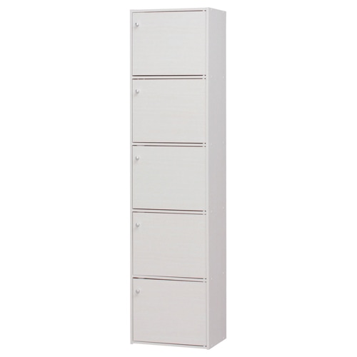 アイリスオーヤマ カラーボックス(CBボックス) A4・5段扉付 幅415×高さ1680mm オフホワイト CX-55FD-OW 1台（ご注文単位1台）【直送品】