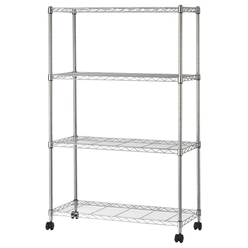アイリスオーヤマ メタルシェルフ 4段 幅800×奥行350×高さ1260mm キャスター付 SEM-8012 1台（ご注文単位1台）【直送品】