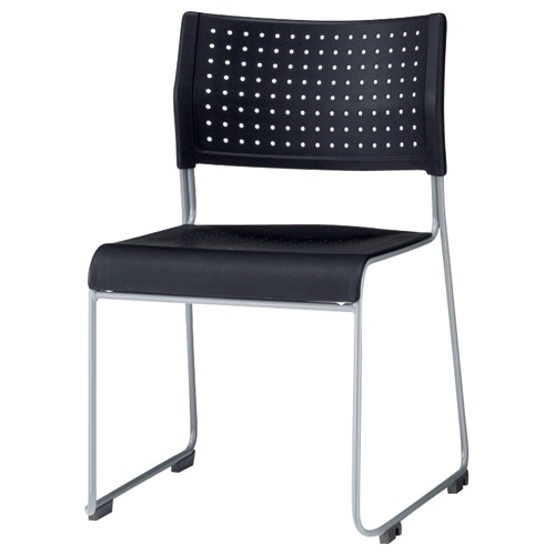 アイリスチトセ スタッキングチェア 樹脂座タイプ ブラック ASL-110PP-BK 1脚（ご注文単位1脚）【直送品】
