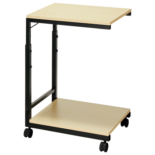 アスカ デスクサイドワゴン 高さ調整付 ナチュラル/ブラック DSW02BK 1台(ご注文単位1台)【直送品】