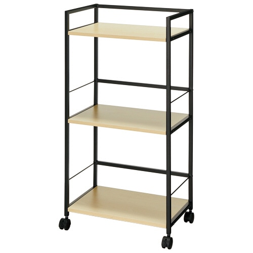 アスカ デスクワゴン 3段 ナチュラル/ブラック DWG03BK 1台（ご注文単位1台）【直送品】