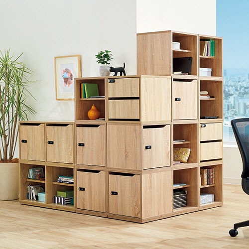 アスカ 組立式木製収納ボックス 本体(引き出し付) SB960 1台（ご注文単位1台）【直送品】