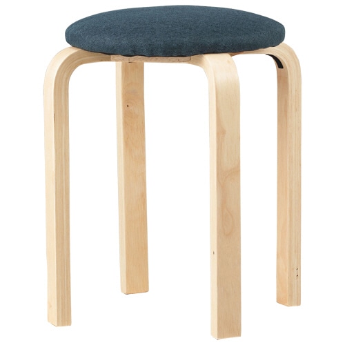 アスト 木製ラウンドスツール クッション付 ネイビー 1脚（ご注文単位1脚）【直送品】
