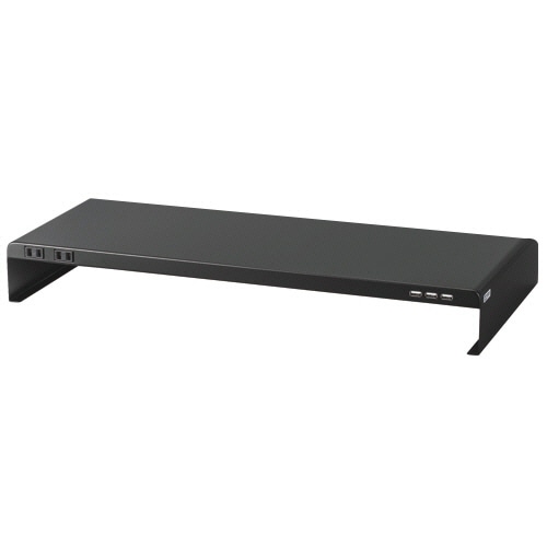 サンワサプライ 電源タップ+USBポート付机上ラック 幅600×奥行200×高さ80mm ブラック MR-LC202BKN 1台(ご注文単位1台)【直送品】