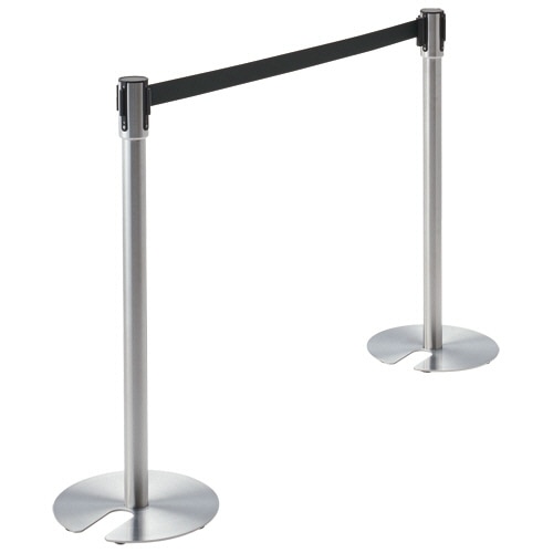 テラモト ベルトパーテーションスタンド UN ポール:シルバー ベルト:黒(ナイロン) SU-661-800-7 1台(ご注文単位1台)【直送品】