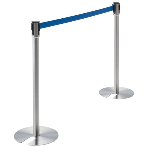 テラモト ベルトパーテーションスタンド UN ポール:シルバー ベルト:青(ナイロン) SU-661-800-3 1台(ご注文単位1台)【直送品】