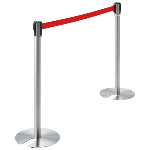 テラモト ベルトパーテーションスタンド UN ポール:シルバー ベルト:赤(ナイロン) SU-661-800-2 1台(ご注文単位1台)【直送品】