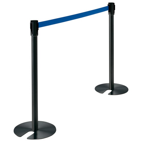 テラモト ベルトパーテーションスタンド UN ポール:ブラック ベルト:青(ナイロン) SU-661-801-3 1台(ご注文単位1台)【直送品】