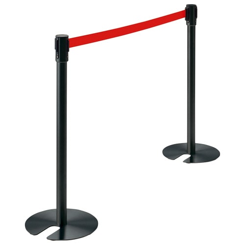 テラモト ベルトパーテーションスタンド UN ポール:ブラック ベルト:赤(ナイロン) SU-661-801-2 1台(ご注文単位1台)【直送品】