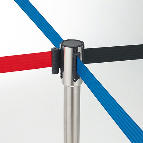 テラモト ベルトパーテーションスタンド UN ポール:ブラック ベルト:赤(ナイロン) SU-661-801-2 1台(ご注文単位1台)【直送品】