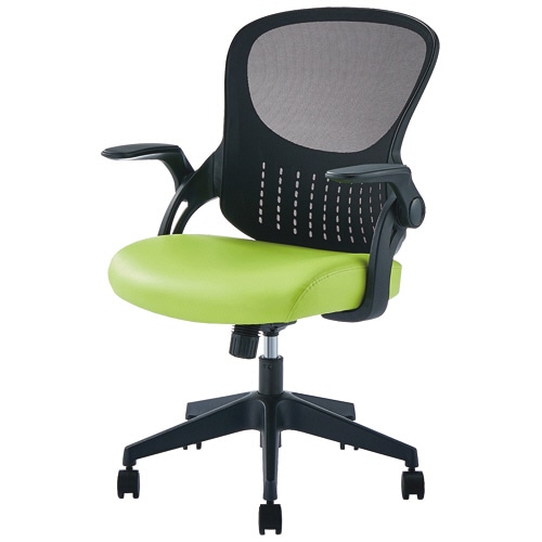 ナカバヤシ レザー&メッシュチェア グリーン CNN-006G 1脚(ご注文単位1脚)【直送品】