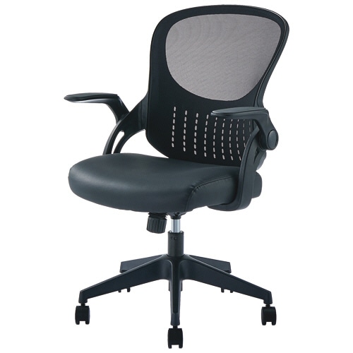 ナカバヤシ レザー&メッシュチェア ブラック CNN-006BK 1脚(ご注文単位1脚)【直送品】