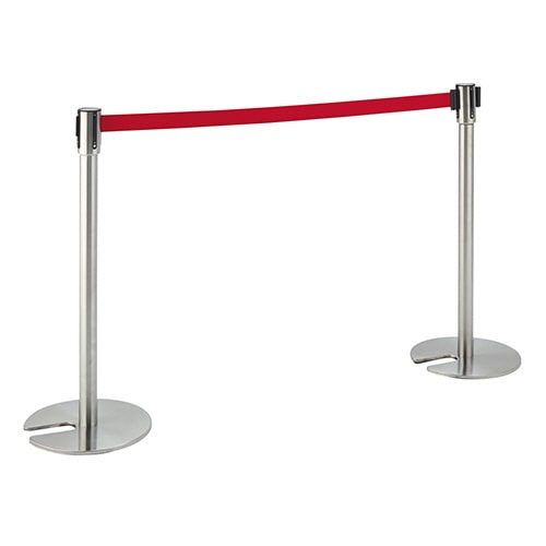 ベルトパーテーションスタンドSE シルバータイプ ベルト:赤 4台/セット(ご注文単位1セット)【直送品】