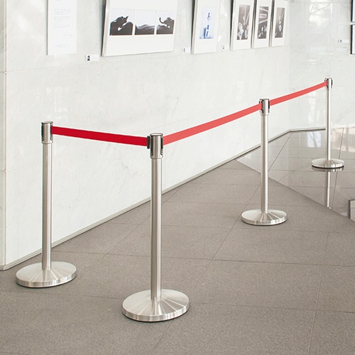 ベルトパーテーションスタンドSH シルバータイプ ベルト：黒 1台（ご注文単位1台）【直送品】