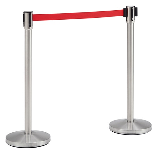 ベルトパーテーションスタンドSH シルバータイプ ベルト:赤 4台/セット(ご注文単位1セット)【直送品】