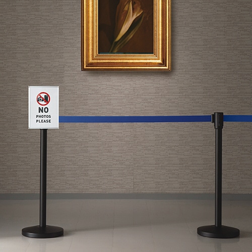 ベルトパーテーションスタンドSH ブラックタイプ ベルト:青 4台/セット(ご注文単位1セット)【直送品】