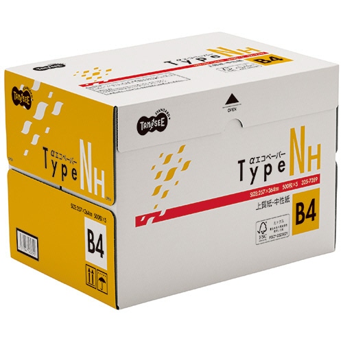 TANOSEE αエコペーパー タイプNH B4 500枚 5冊/箱（ご注文単位1箱）【直送品】