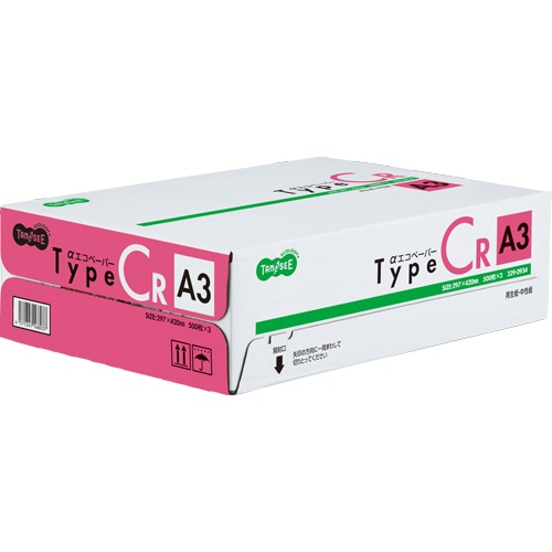 TANOSEE αエコペーパー タイプCR A3 500枚 3冊/箱（ご注文単位1箱）【直送品】
