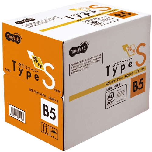 TANOSEE αエコペーパー タイプS B5 500枚 5冊/箱（ご注文単位1箱）【直送品】