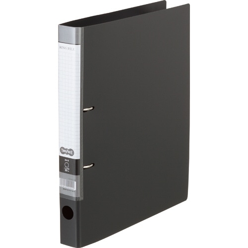 TANOSEE Dリングファイル A4タテ 2穴 200枚収容 20mmとじ 背幅37mm ダークグレー 10冊/セット(ご注文単位1セット)【直送品】