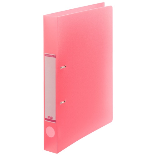TANOSEE Dリングファイル(半透明表紙) A4タテ 2穴 200枚収容 20mmとじ 背幅38mm ピンク 10冊/セット（ご注文単位1セット）【直送品】