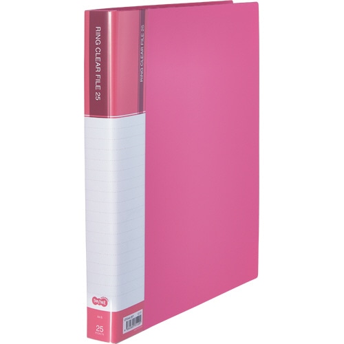 TANOSEE PPクリヤーファイル(差替式) A4タテ 30穴 25ポケット付属 背幅36mm ピンク 10冊/セット(ご注文単位1セット)【直送品】