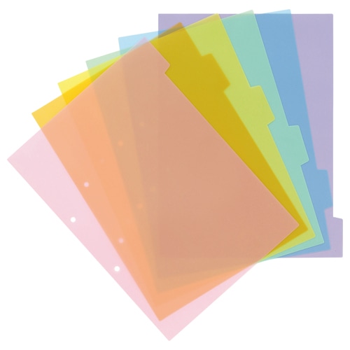 TANOSEE インデックス(PP) A4タテ 2穴 6山 40組/箱(ご注文単位1箱)【直送品】