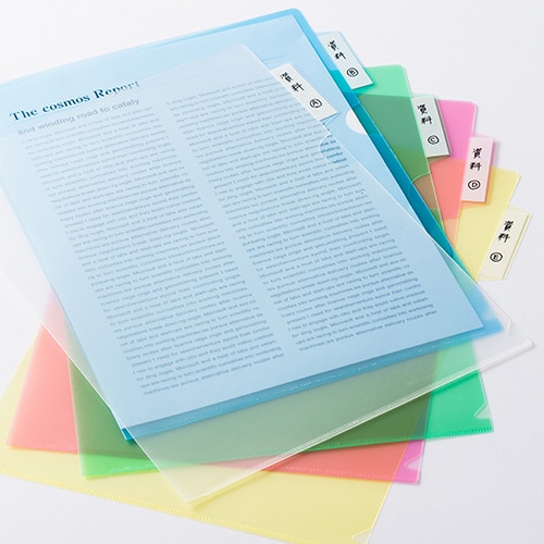 TANOSEE インデックス付カラークリアホルダー A4 ブルー 10枚 3袋/箱（ご注文単位1箱）【直送品】