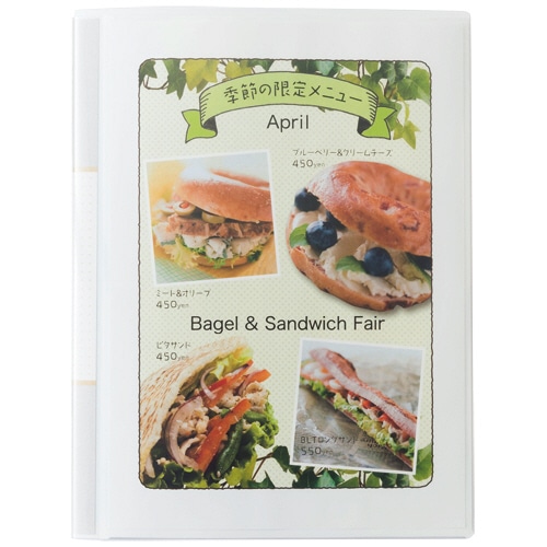 TANOSEE オリジナル表紙が作れるクリアファイル A4タテ 10ポケット 背幅11mm 白 12冊/セット(ご注文単位1セット)【直送品】