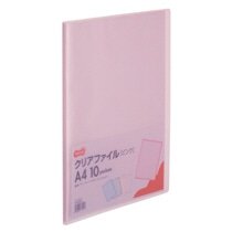 TANOSEE クリアファイル A4タテ 10ポケット 背幅8mm ピンク 10冊/セット(ご注文単位1セット)【直送品】