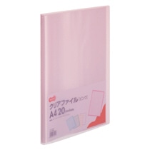 TANOSEE クリアファイル A4タテ 20ポケット 背幅14mm ピンク 10冊/セット(ご注文単位1セット)【直送品】