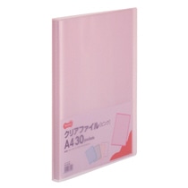 TANOSEE クリアファイル A4タテ 30ポケット 背幅17mm ピンク 10冊/セット(ご注文単位1セット)【直送品】