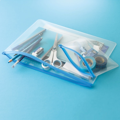 TANOSEE クリヤーケース A3ヨコ 青 20枚/セット(ご注文単位1セット)【直送品】