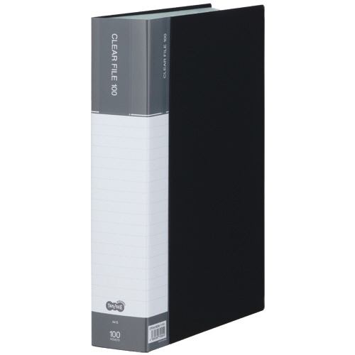 TANOSEE クリヤーファイル(台紙入) A4タテ 100ポケット 背幅62mm ダークグレー 6冊/セット（ご注文単位1セット）【直送品】