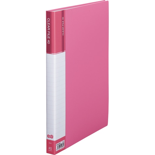 TANOSEE クリヤーファイル(台紙入) A4タテ 40ポケット 背幅23mm ピンク 1冊（ご注文単位1冊）【直送品】