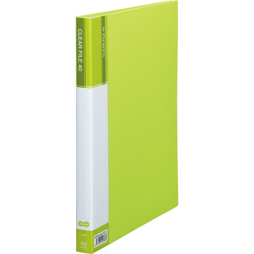 TANOSEE クリヤーファイル(台紙入) A4タテ 40ポケット 背幅23mm ライトグリーン 1冊(ご注文単位1冊)【直送品】