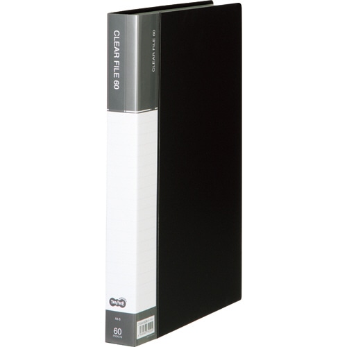 TANOSEE クリヤーファイル(台紙入) A4タテ 60ポケット 背幅34mm ダークグレー 1冊(ご注文単位1冊)【直送品】