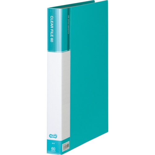 TANOSEE クリヤーファイル(台紙入) A4タテ 60ポケット 背幅34mm ライトブルー 1冊(ご注文単位1冊)【直送品】