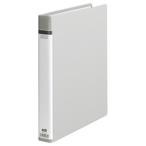 TANOSEE クリヤーファイル(貼り表紙) A4タテ 30穴 25ポケット付属 背幅42mm グレー 10冊/セット(ご注文単位1セット)【直送品】