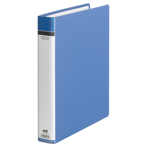 TANOSEE クリヤーファイル(貼り表紙) A4タテ 30穴 50ポケット付属 背幅51mm 青 1冊(ご注文単位1冊)【直送品】