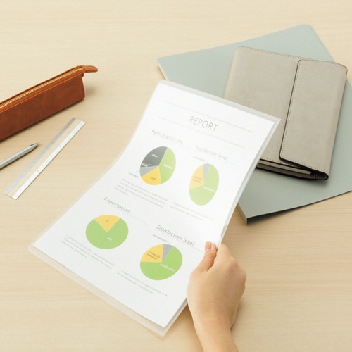 TANOSEE ソフトカードケース A4 半透明(梨地クリア) 再生オレフィン製 20枚/セット(ご注文単位1セット)【直送品】