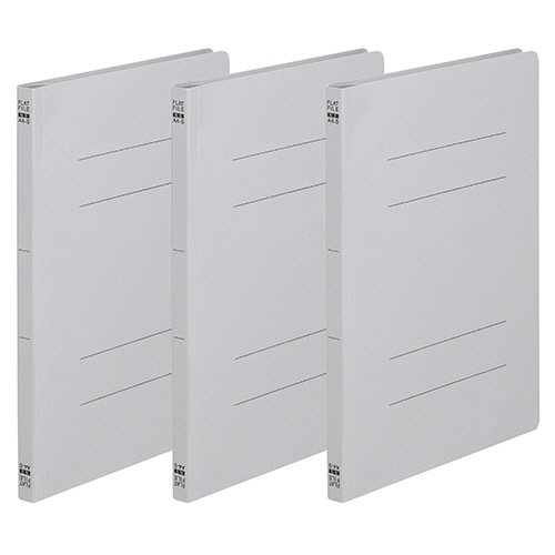 TANOSEE フラットファイル(ノンステープルタイプ) A4タテ 150枚収容 背幅18mm グレー 3冊/袋(ご注文単位1袋)【直送品】