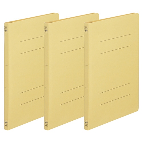 TANOSEE フラットファイル(ノンステープルタイプ) A4タテ 150枚収容 背幅18mm 黄 3冊/袋(ご注文単位1袋)【直送品】